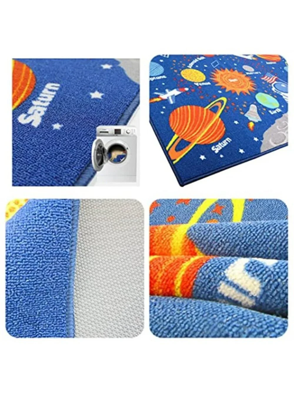 Outer Space Kids Play Area Rug, Solar System Carpet, Galaxy Planets Stars Play